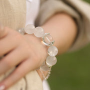 Pulsera de cuarzo fantasma blanco y cristal de azeztulita blanca 