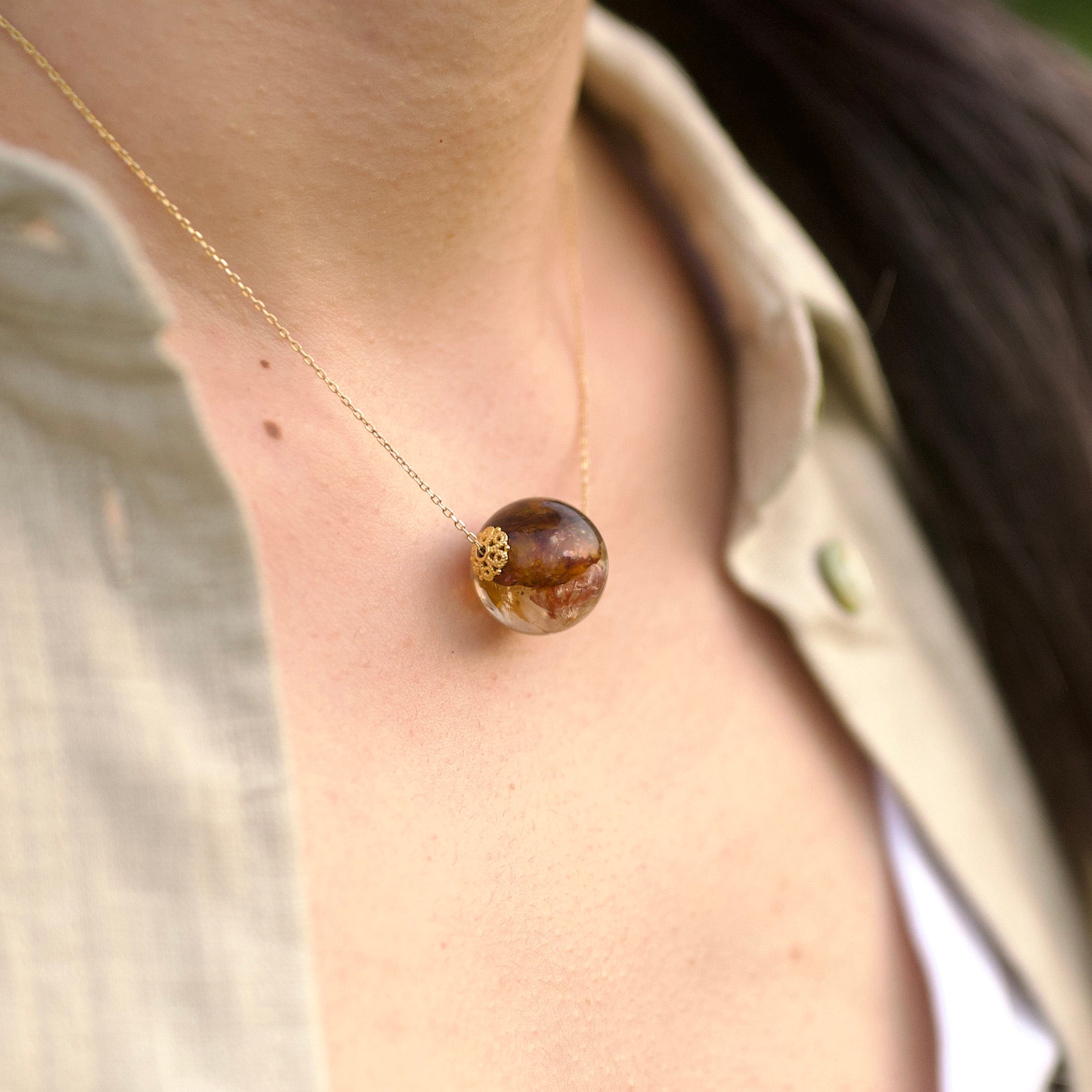 Yellow Hematoid Quartz Solitaire Necklace